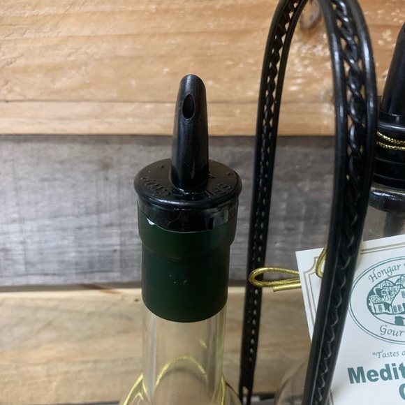 Set of Two Olive Oil Bottles with Wrought Iron Holder - Picture 4 of 7